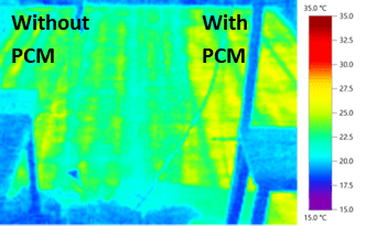 Picture7 Photograph showing the phase change material applied to the back of the solar PVT panels